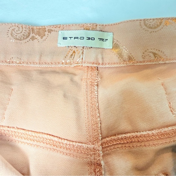 ETRO Milano FW18 Metallic Rose Gold Signature Paisley Carpenter Jeans 30 Italy - Picture 14 of 16